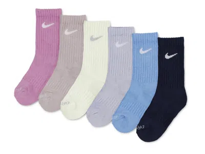 Nike Performance Kids' Crew Socks 6 Pack In Black/white