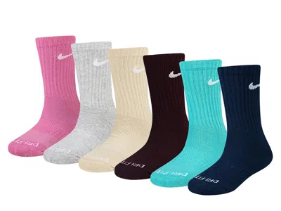Nike Performance Kids' Crew Socks 6 Pack In Blue/multicolor