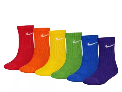 Nike Performance Kids' Crew Socks 6 Pack In Multicolor Rainbow