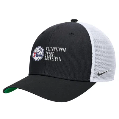 Nike Philadelphia 76ers 2024/25 Rise Icon Edition  Unisex Nba Trucker Cap In Black