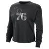 Nike Philadelphia 76ers Courtside  Women's Nba Shine Boxy Long-sleeve T-shirt In Black