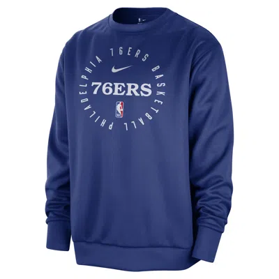 Nike Philadelphia 76ers Spotlight  Men's Dri-fit Nba Crew-neck Sweatshirt In Blue
