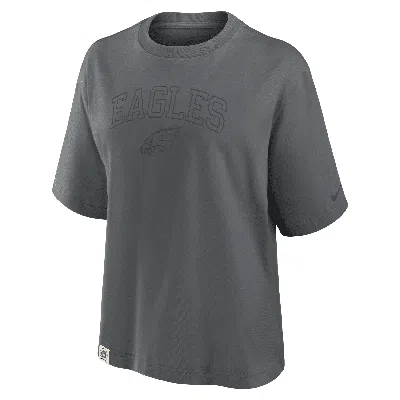 Nike Charcoal Philadelphia Eagles Glory Arch Boxy T-shirt In Gray