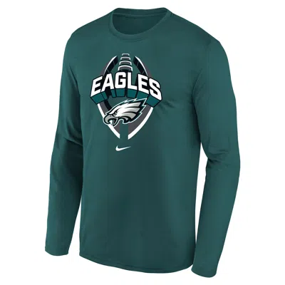 Nike Philadelphia Eagles Legend Icon Big Kids'  Dri-fit Nfl Long-sleeve T-shirt In Green