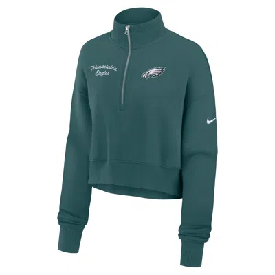Nike Philadelphia Eagles Phoenix  Women's Nfl Cropped 1/4-zip Crew In Green