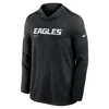 Nike Black Philadelphia Eagles Sideline Pure Fury Performance Long Sleeve Hoodie T-shirt In Black