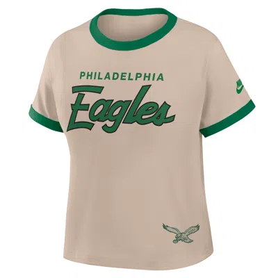 Nike Philadelphia Eagles Rewind Ringer Mod  Women's Nfl Cropped T-shirt In Brown