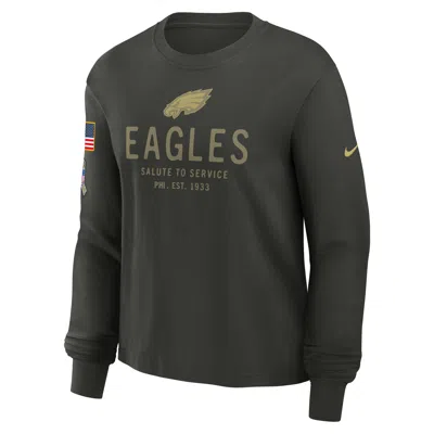 Nike Philadelphia Eagles Salute To Service Sideline  Women's Dri-fit Nfl Long-sleeve T-shirt In Green