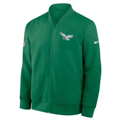 Nike Philadelphia Eagles Sideline  Men's Nfl Full-zip Bomber Jacket In Green
