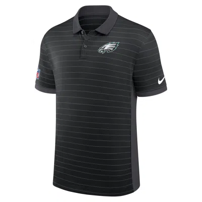 Nike Philadelphia Eagles Sideline Victory Stripe  Men's Dri-fit Nfl Polo In Black