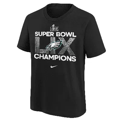 Nike Kids' Big Boys And Girls Black Philadelphia Eagles Super Bowl Lix Champions T-shirt