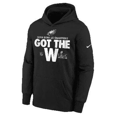 Nike Kids' Big Boys And Girls Black Philadelphia Eagles Super Bowl Lix Champions Parade Pullover Hoodie