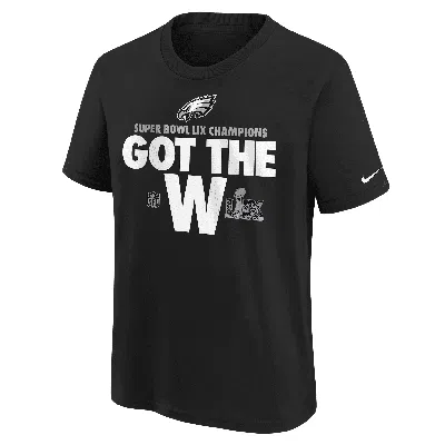 Nike Kids' Big Boys And Girls Black Philadelphia Eagles Super Bowl Lix Champions Parade T-shirt