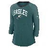 Nike Women's Midnight Green Philadelphia Eagles Raglan 3/4 Sleeve T-shirt In Green