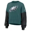 Nike Midnight Green Philadelphia Eagles Oversized Color-block Pullover Sweatshirt In Green