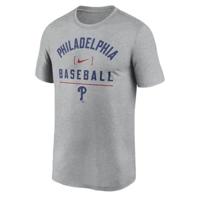 Nike Philadelphia Phillies Arch Baseball Stack  Men's Dri-fit Mlb T-shirt In Grey