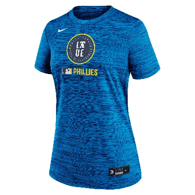 Nike Philadelphia Phillies Authentic Collection City Connect Velocity  Women's Dri-fit Mlb T-shirt In Blue