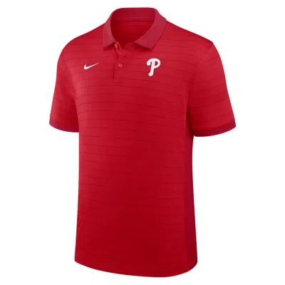 Nike Philadelphia Phillies Authentic Collection Striped Victory  Men's Dri-fit Mlb Polo In Red