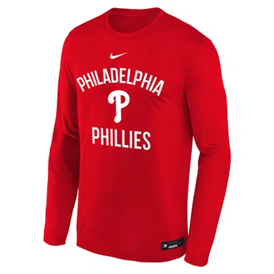 Nike Philadelphia Phillies Authentic Collection Team Issue Legend Big Kids'  Dri-fit Mlb T-shirt In Red