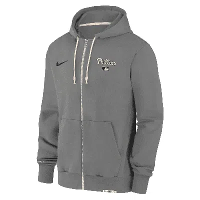 Nike Philadelphia Phillies Authentic Collection Travel  Men's Dri-fit Mlb Full-zip Hoodie In Gray