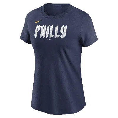 Nike Philadelphia Phillies City Connect Wordmark  Women's Mlb T-shirt In Blue