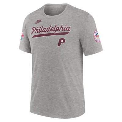 Nike Heather Gray Philadelphia Phillies Cooperstown Collection Eras Tri-blend T-shirt
