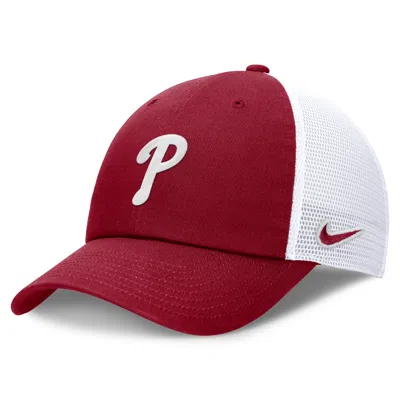 Nike Philadelphia Phillies Evergreen Club  Men's Mlb Trucker Adjustable Hat In Red