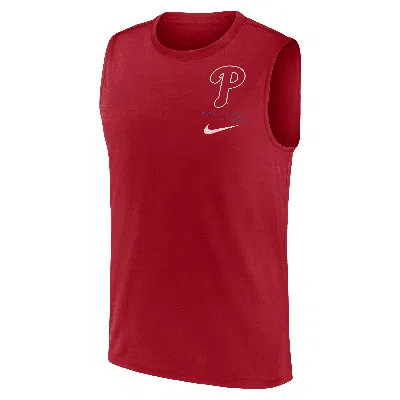 Nike Philadelphia Phillies Large Logo  Men's Dri-fit Mlb Muscle Tank Top In Red