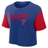 Nike Philadelphia Phillies Script  Women's Dri-fit Mlb Cropped T-shirt In Blue