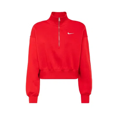 Nike Women's  Sportswear Phoenix Fleece 1/2-zip Cropped Sweatshirt In Red