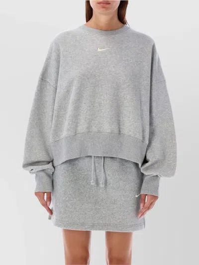 Nike Phoenix Fleece Crew Neck Sweatshirt In Gray