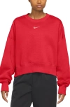 Nike Phoenix Fleece Crewneck Sweatshirt In Red