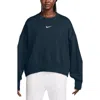 Nike Phoenix Fleece Crewneck Sweatshirt In Armory Navy/ Sail
