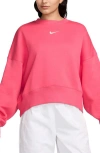 Nike Women's  Sportswear Phoenix Fleece Oversized Crew-neck Sweatshirt (plus Size) In Aster Pink/sail
