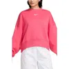 Nike Women's  Sportswear Phoenix Fleece Oversized Crew-neck Sweatshirt (plus Size) In Aster Pink/sail