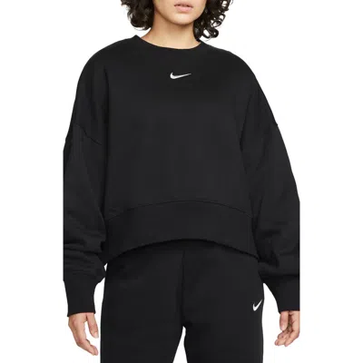 Nike Phoenix Fleece Crewneck Sweatshirt In Black