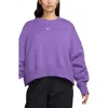 Nike Phoenix Fleece Crewneck Sweatshirt In Black Raspberry/ Sail