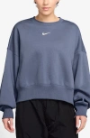 Nike Phoenix Fleece Crewneck Sweatshirt In Blue
