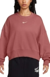 Nike Phoenix Fleece Crewneck Sweatshirt In Canyon Pink/ Sail