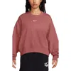 Nike Phoenix Fleece Crewneck Sweatshirt In Canyon Pink/ Sail