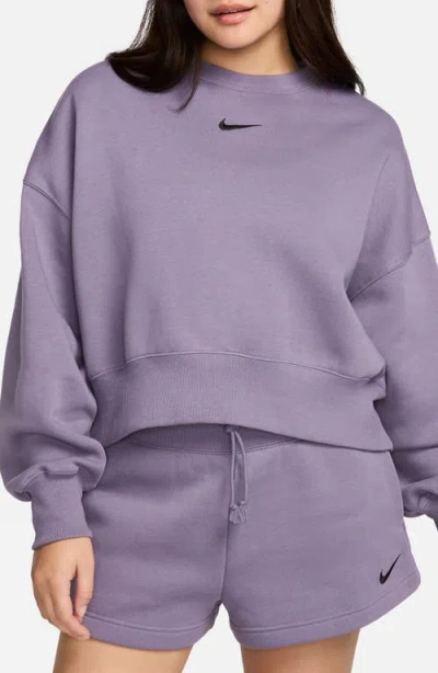 Nike Phoenix Fleece Crewneck Sweatshirt In Daybreak/black