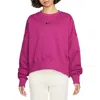 Nike Phoenix Fleece Crewneck Sweatshirt In Fireberry/black