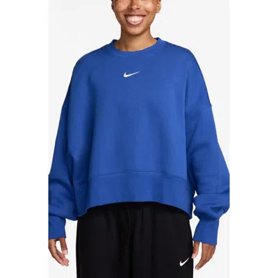 Nike Phoenix Fleece Crewneck Sweatshirt In Game Royal/sail