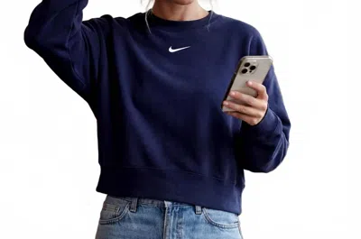 Nike Phoenix Fleece Crewneck Sweatshirt In Midnight Navy/sail In Multi