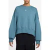 Nike Phoenix Fleece Crewneck Sweatshirt In Smokey Blue/sail