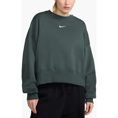 Nike Phoenix Fleece Crewneck Sweatshirt In Vintage Green/sail