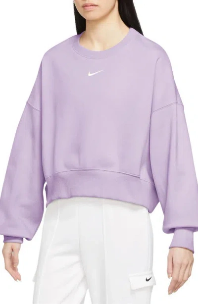 Nike Phoenix Fleece Crewneck Sweatshirt In Violet Mist/sail