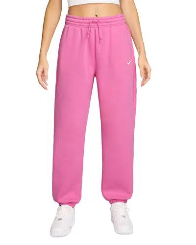 Nike Phoenix Fleece High Rise Oversized Pants In Neutral