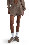 Nike Phoenix Fleece Knit Shorts In Brown/white