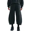 Nike Phoenix Fleece Loose Crop Barrel Pants In Black